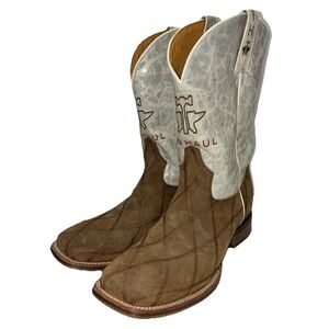 Tin Haul Cowboy Boots Men's‎ 13 D Brown Gray Leather Square Toe Power Surge